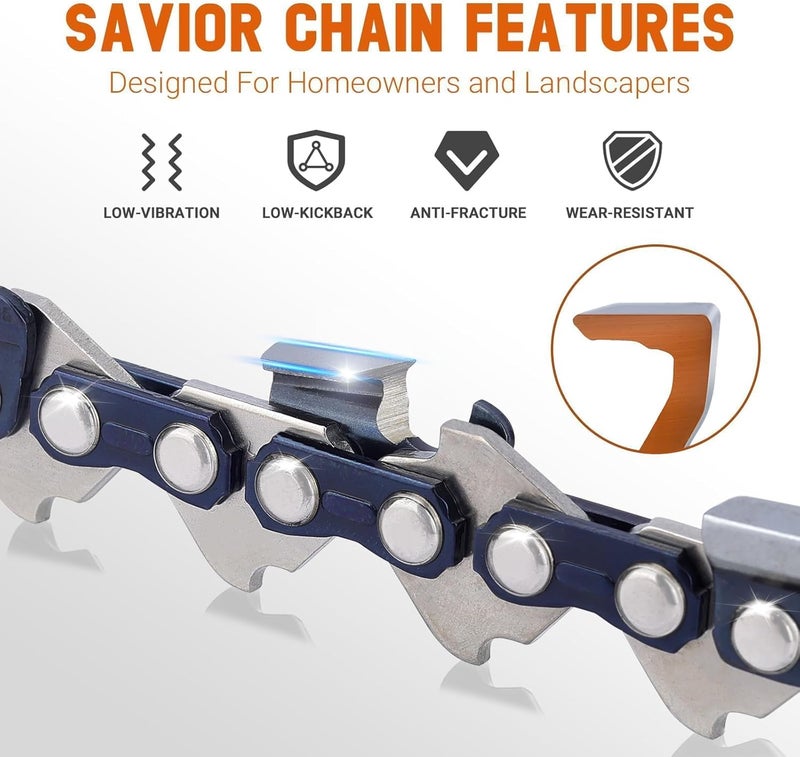 Savior 18 Inch Chainsaw Chain .325" Pitch, .063" Gauge, 68 Drive Links Fits MS250 MS251 (PRE 2023 .063" Gauge) Replacement for 26RS 68, 3005 008 4717-36390050068, V68 (3 Chains Full Chisel) - Image 3